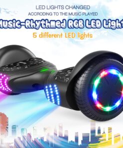 Alternative view of TOMOLOO Hoverboard with Speaker and Colorful LED Lights Self-Balancing Scooter UL2272 Certified 6.5" Wheel for Adults and Child Bright Black