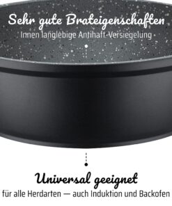 GSW Gourmet Granite Cooking Pot Set 10 Pieces Aluminium Glass Plastic Stainless Steel Black 10 61q5DbMLhWL