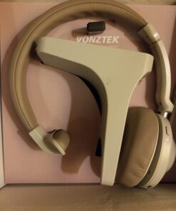 Bluetooth Headset, Wireless Headphones with Microphone Noise Canceling & USB Dongle, Wireless Headset with Mic Mute & Charging Base for PC/Phones/Zoom/Skype/MS Teams/Google Meet Work Headset Light Brown 30 61q5VOGSvxL