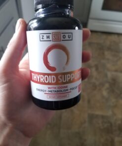 Zhou Thyroid Support Complex with Iodine Supplement, Increase Energy, Fight Brain Fog with Vitamin B12, Iodine, Magnesium, Zinc, Selenium, No Soy, Gluten-Free, 30 Servings, 60 Caps 36 61q94iQjExL