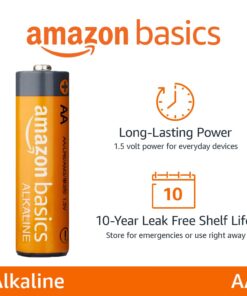 Amazon Basics 20-Pack AA Alkaline High-Performance Batteries, 1.5 Volt, 10-Year Shelf Life 20 Count (Pack of 1) 17 61qBSl4q2vL