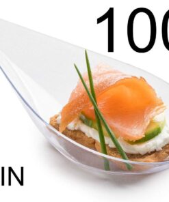 Zappy - 100 Clear 4 Inches Plastic Tear Drop Appetizer Spoon Clear Plastic Spoon Tasting Spoons Soup Spoons/Asian Spoon Dessert Dish Bowls Teardrop Plates Spoons 20 61qGRh2V7eL