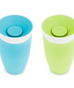 Munchkin® Miracle® 360 Toddler Sippy Cup, Spill Proof, 10 Ounce, 2 Pack, Green/Blue Blue/Green 32 61qGk1U9uaL