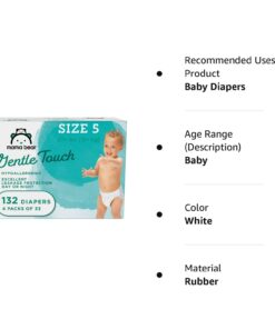 Amazon Brand - Mama Bear Gentle Touch Diapers, Hypoallergenic, Size 5, White, 132 Count (4 packs of 33) Size 5 (132 Count) 30 61qGmOSfnbL