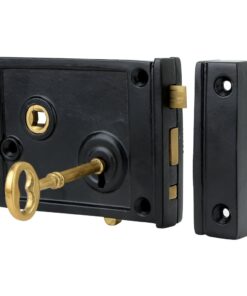 A29 Cast Iron Horizontal Rim Lock, Black Powder-Coated Finish 14 61qJwFKVNtL