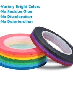 Alternative view of selizo 10 Rolls 1/8” Whiteboard Pinstripe Tape Dry Erase Board Tape Line Thin Striping Graphic Chart Art Tape Grid Lining Tape for White Board, 10 Colors