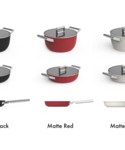 SMEG 6PC Cookware Set, Black 9.5" Fry Pan 11" Fry Pan 3qt Sauce Pan 5 Qt Casserole CKFB06BLMUS Made in Italy 14 61qMEZCnDL