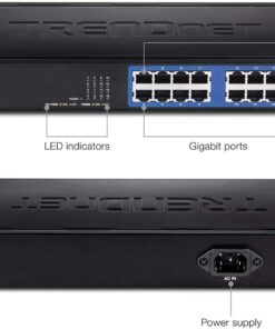 TRENDnet - TEG-S16DG 16-Port Unmanaged Gigabit GREENnet Desktop Metal Switch, TEG-S16DG, Ethernet Splitter, Ethernet/Network Switch, 16 x 10/100/1000 RJ-45 Ports, 32 Gbps Forwarding Capacity, Lifetime Protection Black Version 1.0 13 61qOnvHBROL