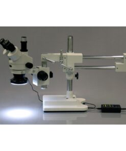 AmScope SM-4TZ-144A Professional Trinocular Stereo Zoom Microscope, WH10x Eyepieces, 3.5X-90X Magnification, 0.7X-4.5X Zoom Objective, Four-Zone LED Ring Light, Double-Arm Boom Stand, 110V-240V, Includes 0.5X and 2.0X Barlow Lens 7 61qPTcJwfkL