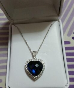 Amanda Rose Collection Heart of the Ocean Pendant Necklace in Sterling Silver (12ct tw) 18 Inch Sterling Silver Chain |Lab Created Ruby or Lab Created Sapphire | Gifts for women Created Blue and White Sapphire 15 61qTVKqXnrL