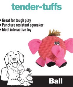 SmartPetLove Snuggle Puppy Tender-Tuffs Ball - Round Pink Elephant Plush Dog Toy - Cute and Fun Plush Ball with Squeakers 9 61qXmapJiEL