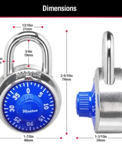 Combination Lock for Gym Lockers – Master Lock Locker Combination Padlock, Pack, Blue – The Ideal Combo Lock for School/Gym Locker Security 17 61qa3RiXRoL