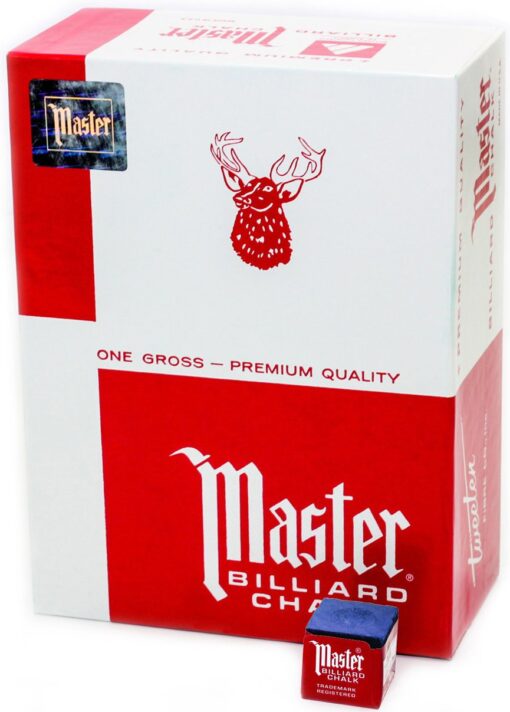 Master Billiard/Pool Cue Chalk, Gross Box, 144 Cubes Blue