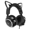 Gaming Headset,Cat Ear Headset Wire Gaming Headphones for PS5/ PS4/ PC, Cute Headset 2.4G with Retractable Microphone, 7.1 Stereo Sound, 8Hrs Playtime, RGB Lighting, Black