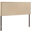 Modway Region Linen Fabric Upholstered Queen Headboard in Cafe with Nailhead Trim Café
