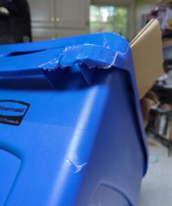 Rubbermaid Commercial Products Slim Jim Plastic Rectangular Recycling Bin with Venting Channels, 23 Gallon, Blue Recycling (FG354007BLUE) 1 29 61qdYp8MnzL