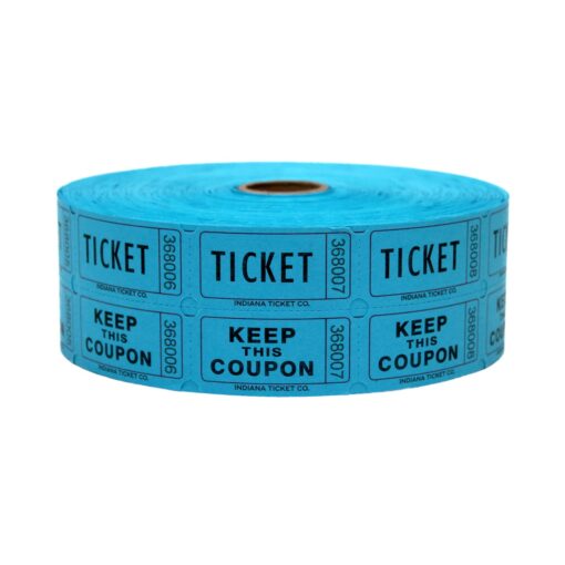 Indiana Ticket CO. 1,000 Blue Raffle Tickets Double Roll, Premium Quality 50/50 Raffle Tickets, Tickets for Events, Carnivals, Door Prizes, Drinks and More