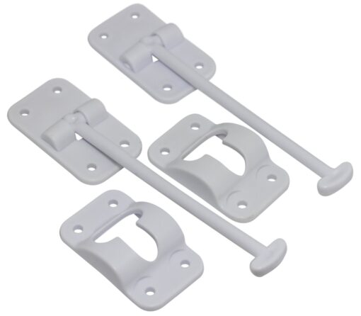 Hamilton Bowes 2 Pack: RV T-Style Door Holder Catch 6" for Latch Holder Camper Trailer Cargo Hatch White 6" Arm Length