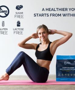 Collagen Peptides Powder 5lb (80oz) Pouch - Clean Collagen® - Unflavored, Grass Fed, Paleo, Non GMO, Kosher - Highly Soluble Protein 5 Pound (Pack of 1) 24 61qgyv0ghbL