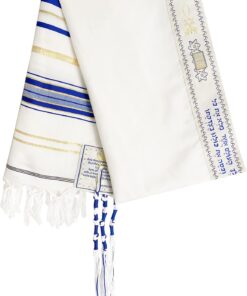 Holy Land Market Messianic Tallit Prayer Shawl Royal Blue/Gold With Matching Bag, Card and Brochure From Israel 13 61qjafh2aZL