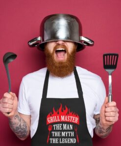 Tstars Aprons for Men with Pockets Grill BBQ Funny Cooking Mens Women Chef Apron One Size Grill Master / Black 11 61qp9bVKIL