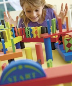 HearthSong Classic 255-Piece Wooden Domino Race Set with Wooden Ball and Various Wooden Accessories 16 61qrEaoc KL