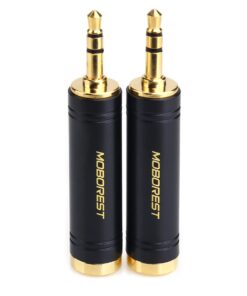 MOBOREST 3.5mm M to 6.35mm F Stereo Pure Copper Adapter, 1/8 Inch Plug Male to 1/4 Inch Jack Female Stereo Adapter, Can be Used for Conversion Headphone adapte, amp adapte, Black Fashion 2-Pack BLACK-2PCS 10 61qtVvoiaNL
