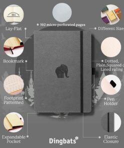 Dingbats A5 Wildlife Notebook Journal Hardcover, Cream 100gsm Ink-Proof Paper, 6.1 x 8.5 inches, 192 pages (Gray Elephant, Dotted) Gray Elephant 33 61qyrMvbKYL