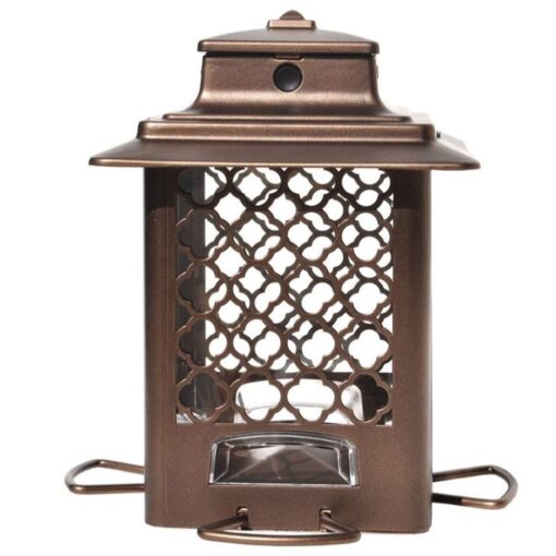 Stokes Select Bird Feeder, Metal Hopper Bird Feeder, 4 Feeding Ports, 3.6 lb Bird Seed Capacity, Copper Finish