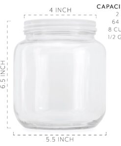 Cornucopia Brands 64oz Clear Wide-mouth Glass Jar, BPA free Food Grade w/Metal Lid (Half Gallon); 2 Quart Jar to Make Greek Yogurt/Kefir or Pickles 1 25 61r0Z3Etj5L