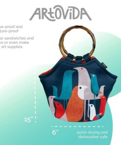 Alternative view of Artovida Artists Collective Lunch Purse | 11 x 15 x 6 Inches Large Reusable Insulated Lunch Tote with Inside Pocket - Design by Budi Kwan (Indonesia) Flock of Birds - Bamboo Budi Kwan (Indonesia) - Flock of Birds