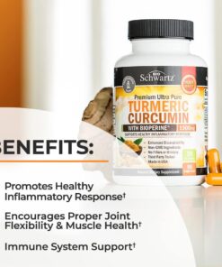 Turmeric Curcumin with Black Pepper Extract 1500mg - High Absorption Ultra Potent Turmeric Supplement with 95% Curcuminoids and BioPerine - Non GMO Turmeric Capsules for Joint Support - 90 Capsules 90 Count (Pack of 1) 24 61r4rTFfVIL