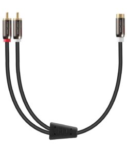 FosPower Y Adapter (8 inch) 2 RCA (Male) to 1 RCA (Female) Stereo Audio Y Adapter Subwoofer Cable (24k Gold Plated) 2 Male to 1 Female Y Splitter Connectors Extension Cord 17 61r4tuAPJ2L