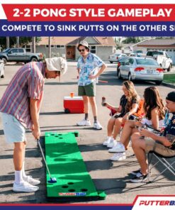 PutterBall Golf Pong Game Set The Original - Includes 2 Putters, 2 Golf Balls, Green Putting Pong Golf Mat & Golf Hole Covers - Best Backyard Party Golf Game Set 17 61r7xKWqzkL