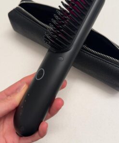 TYMO Porta Cordless Hair Straightener Brush, Portable Mini Straightening Brush for Travel, Negative Ion Hot Comb Hair Straightener for Women, Lightweight to Carry Out, USB Rechargeable, Anti-Scald Black 50 61rAYh0FmBL