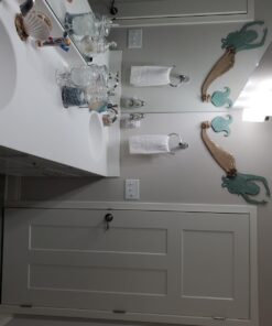 MyGift Clear Glass Apothecary Jars with Lid, Decorative Seashell Design Bathroom Canister, Footed Candy Buffet Containers, Set of 3 39 61rBmiprtbL