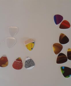 Pick-a-Palooza DIY Guitar Pick Punch Gift Pack - the Premium Guitar Pick Maker - Includes Leather Key Chain Pick Holder, 4 Pick Strips and a Pick File - Red Red/Silver 21 61rDHiczILL