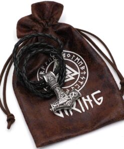 GuoShuang Odin Thor's Mjolnir Pendant Viking Necklaces Pendants Jewelry Scandinavian Clear Details Silver Chain Mjolnir necklace -A12 12 61rFKHj50iL