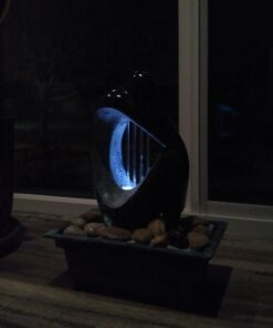 Modern Silhouette Zen Indoor Small Tabletop Water Fountain with 4-LED Light Cluster Faux Black Marble Stone 10" for Table Desk-Top Office Bedroom House Relaxation Living Room - John Timberland 27 61rGMYHZG2L