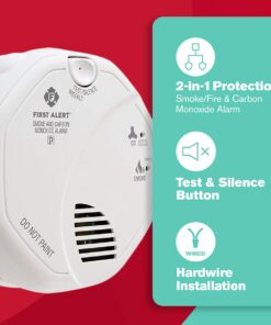 First Alert BRK SC7010B Hardwired Smoke and Carbon Monoxide (CO) Detector with Battery Backup , White 1 pack Photoelectric Technology 13 61rGc7N7AL