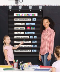 VNOM Standard Pocket Chart Clear 10 Pockets Chart for Classroom & Home Heavy Duty Hanging Pocket Chart for Word Wall/Letter Cards/Sentence Strips,28x43 Inch (28Wx43L, Black) 28Wx43L 13 61rGlsho4AL