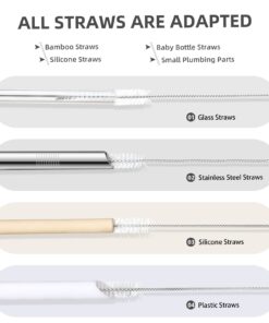 Hiware Drinking Straw Cleaner Brush Kit - (3-Size) 9-Piece Extra Long Pipe Cleaners, Straw Cleaning Brush For Tumbler, Sippy Cup, Bottle and Tube 24 61rHZtaX4BL