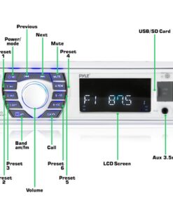 Alternative view of Pyle Marine Receiver & Speaker Kit - In-Dash LCD Digital Stereo Built-in Bluetooth & Microphone w/ AM FM Radio System 5.25’’ Waterproof Speakers (2) MP3/USB/SD Readers & Remote Control - PLMRKT36WT White