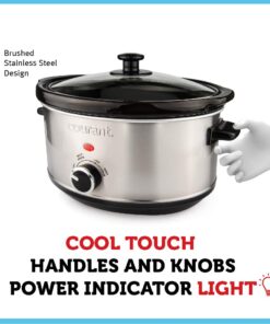 Alternative view of Courant Oval Slow Cooker Crock, with Easy Options 3.5 Quart Dishwasher Safe Pot, Stainless Steel Oval Slow Cooker with 3.5 Quart Crock