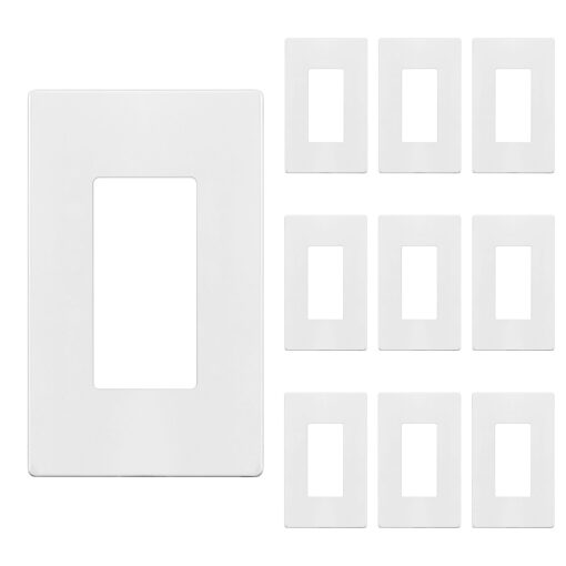 ENERLITES Screwless Decorator Wall Plates Child Safe Outlet Covers, Size 1-Gang 4.68" H x 2.93" L, Unbreakable Polycarbonate Thermoplastic, SI8831-W-10PCS, Glossy, White, 10 Count Standard Size