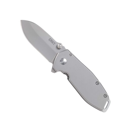 CRKT Squid Folding Pocket Knife: Compact EDC Straight Edge Utility Knife with Stainless Steel Blade and Framelock Handle Silver Stonewash