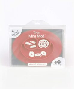 ezpz Mini Mat (Coral) - 100% Silicone Suction Plate with Built-in Placemat for Infants + Toddlers - First Foods + Self-Feeding - Comes with a Reusable Travel Bag - 6 Months+ Coral 29 61rMbIC8wrL