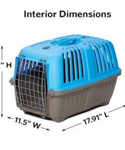 MidWest Homes for Pets Pet Carrier: Hard-Sided Dog /Cat Carrier, Small Animal Carrier in Blue, Dims 17.91 L x 11.5 W x 12 H for Tiny Dog Breeds, Perfect Dog Kennel Travel Carrier for Quick Trips 19-Inch "Toy" Dog Breeds 30 61rQgtPMuFL