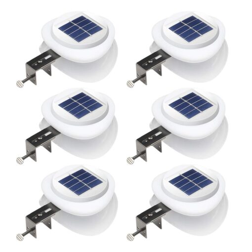 DBF Outdoor Solar Gutter Lights【Upgraded Version】 Solar Fence Post Lights Wall Mount Decorative Deck Lighting Auto On/Off Solar Landscape Lights for Eaves Yard Garden Highlight Gate (Pack of 6) White