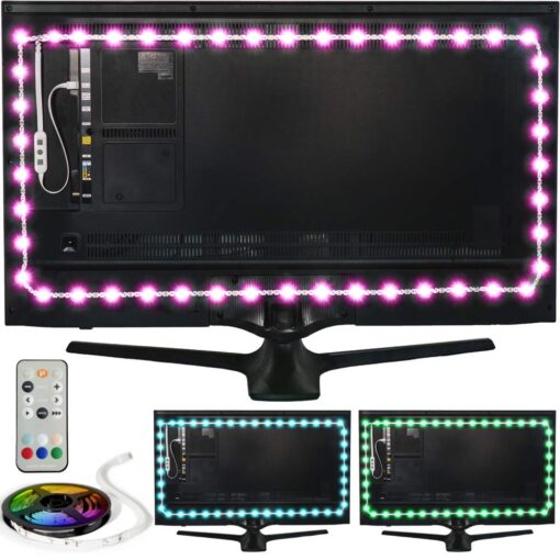 Luminoodle Color Bias Lighting, USB TV and Monitor Backlight LED Strip Lights Kit with Dimmer, Remote - 6.6 ft for 24" to 60" TV - Medium Pro:Medium(24 - 29 in TV)
